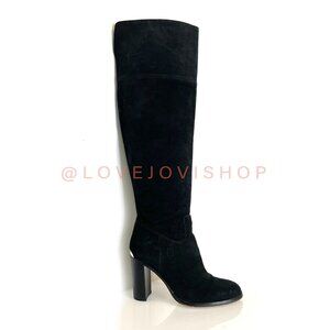 Feminine | Michael Kors Black Suede Knee High Block Heel Boots | Minimal Classic